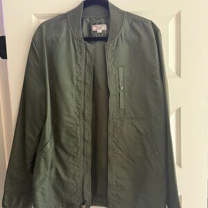 J.Crew Wallace & Barnes Nylon Bomber Shirt-Jacket AB992, Size Medium - Sage